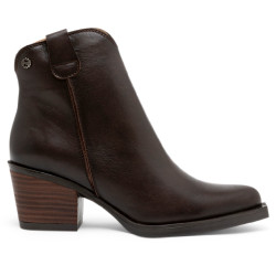 BOTINES COWBOY DE PIEL CON CREMALLERA NATALIA MOKA PORRONET - Querol online