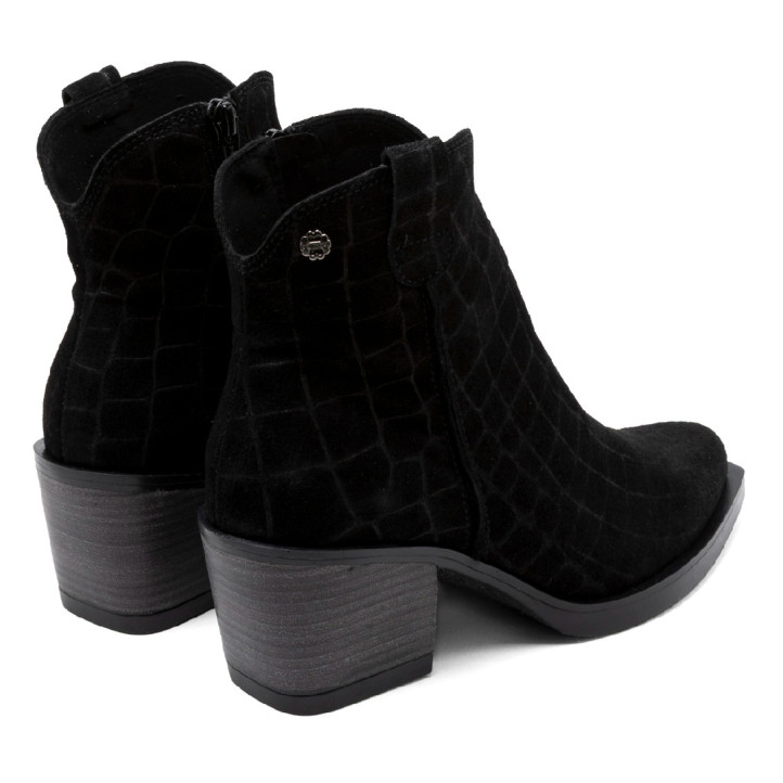 BOTINES COWBOY DE PIEL CON CREMALLERA NOELIA NEGRO PORRONET - Querol online