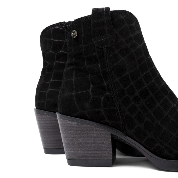 BOTINES COWBOY DE PIEL CON CREMALLERA NOELIA NEGRO PORRONET - Querol online