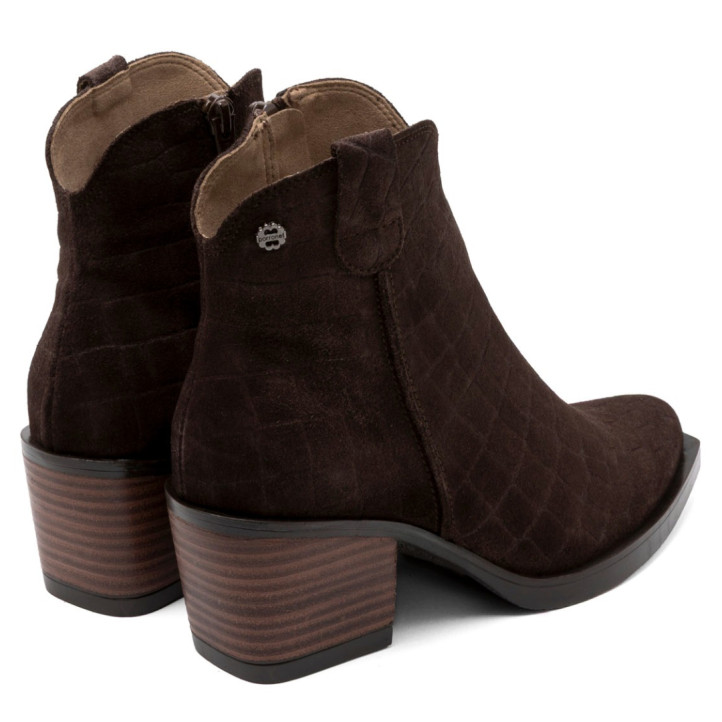BOTINES COWBOY DE PIEL CON CREMALLERA NOELIA MOKA PORRONET - Querol online