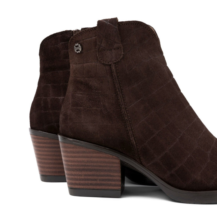 BOTINES COWBOY DE PIEL CON CREMALLERA NOELIA MOKA PORRONET - Querol online