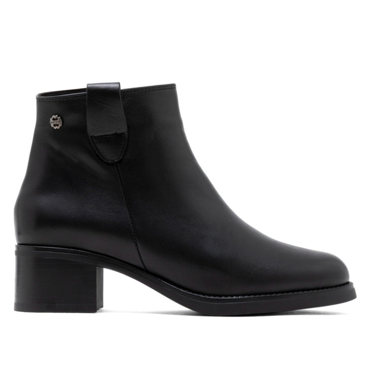 BOTINES DE PIEL DE TACÓN OLGA NEGRO PORRONET - Querol online