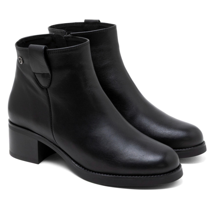 BOTINES DE PIEL DE TACÓN OLGA NEGRO PORRONET - Querol online