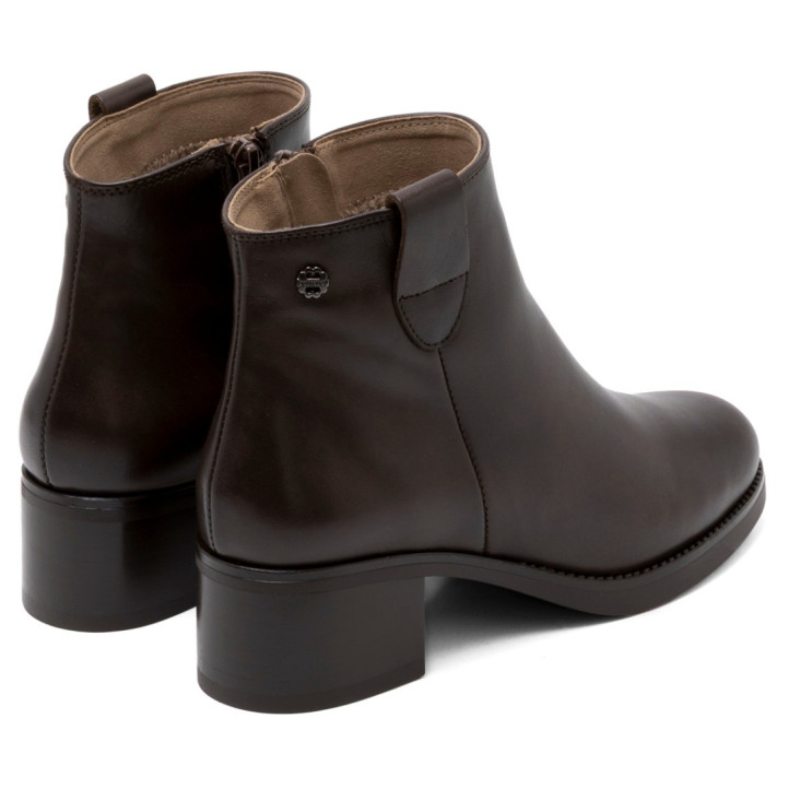 BOTINES DE PIEL DE TACÓN CON CREMALLERA OLGA MOKA PORRONET - Querol online