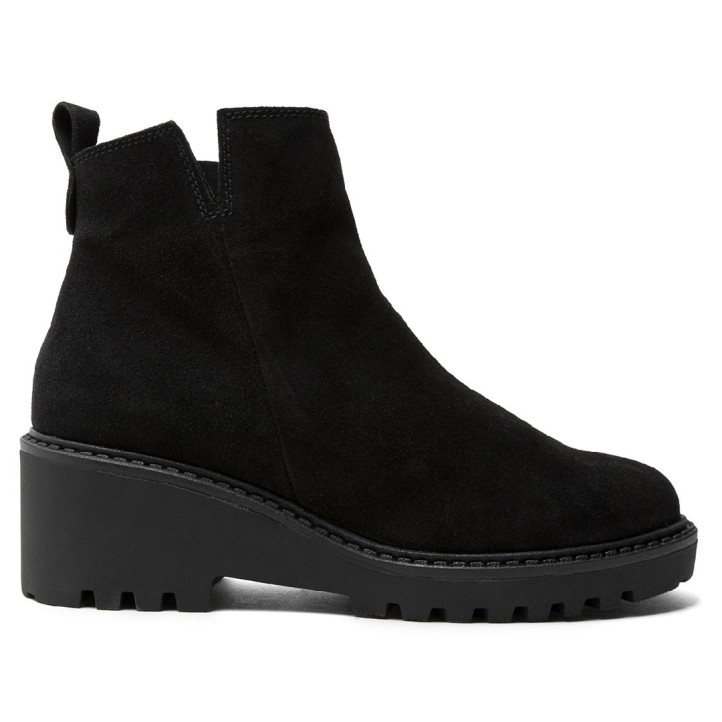 BOTINES DE PIEL CON CUÑA Y CREMALLERA PAULA NEGRO PORRONET - Querol online