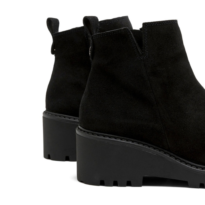 BOTINES DE PIEL CON CUÑA Y CREMALLERA PAULA NEGRO PORRONET - Querol online
