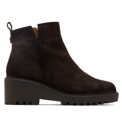 BOTINES DE PIEL CON CUÑA Y CREMALLERA PAULA MOKA PORRONET - Querol online