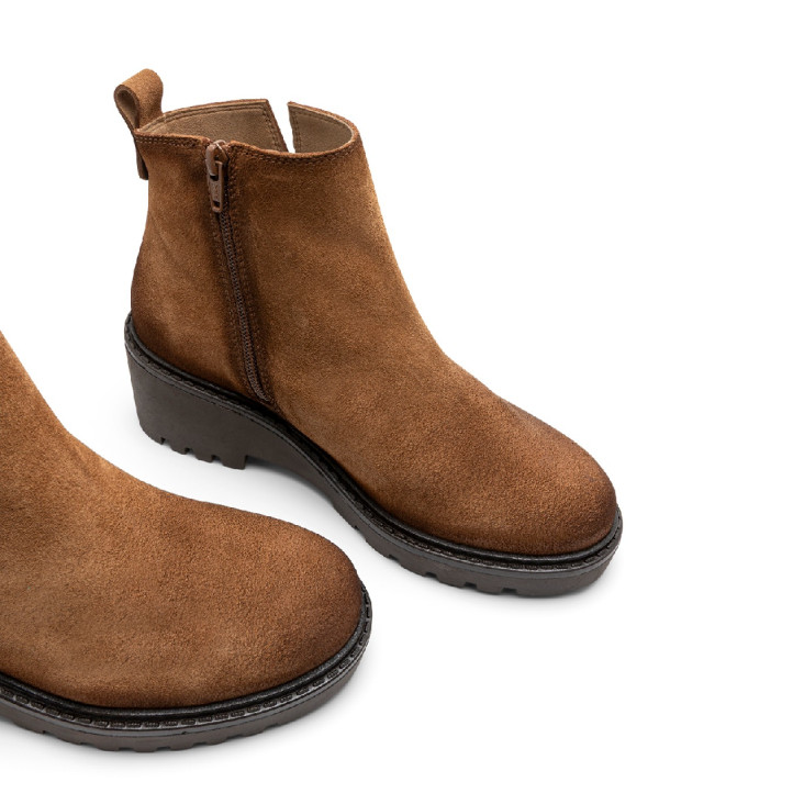 BOTINES DE PIEL CON CUÑA Y CREMALLERA PAULA CUERO PORRONET - Querol online