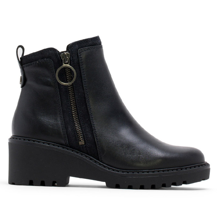 BOTINES DE PIEL CON CUÑA Y CREMALLERA PAZ NEGRO PORRONET - Querol online