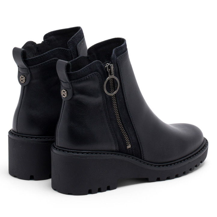 BOTINES DE PIEL CON CUÑA Y CREMALLERA PAZ NEGRO PORRONET - Querol online