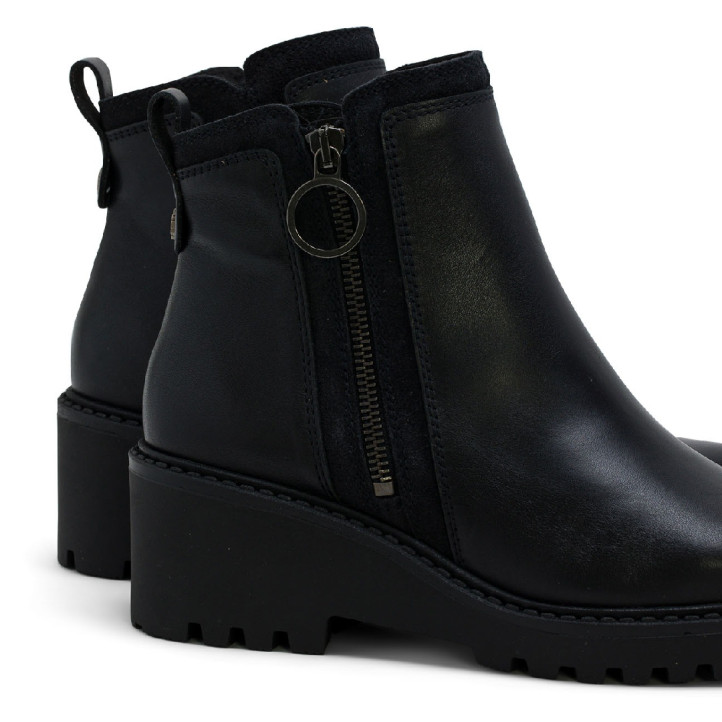 BOTINES DE PIEL CON CUÑA Y CREMALLERA PAZ NEGRO PORRONET - Querol online