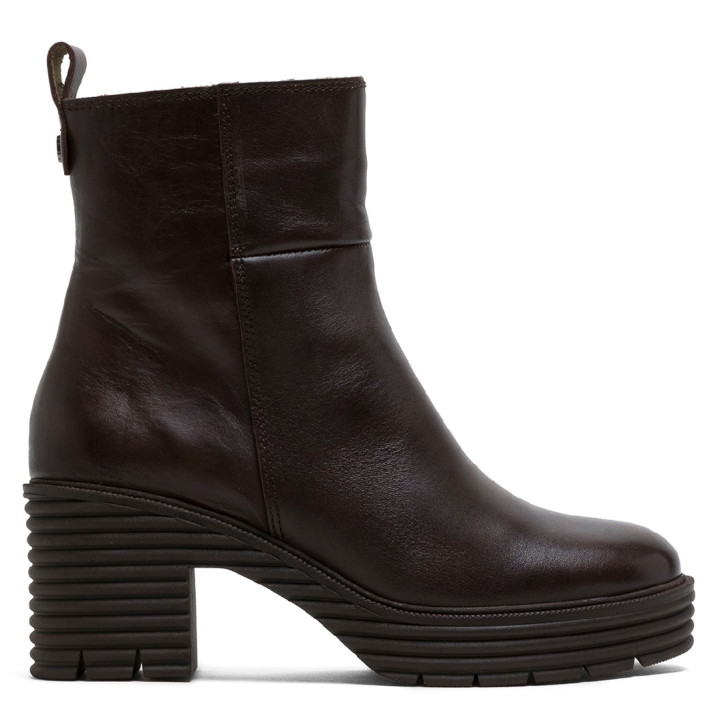 BOTINES DE PIEL CON CREMALLERA SOFÍA MOKA PORRONET - Querol online