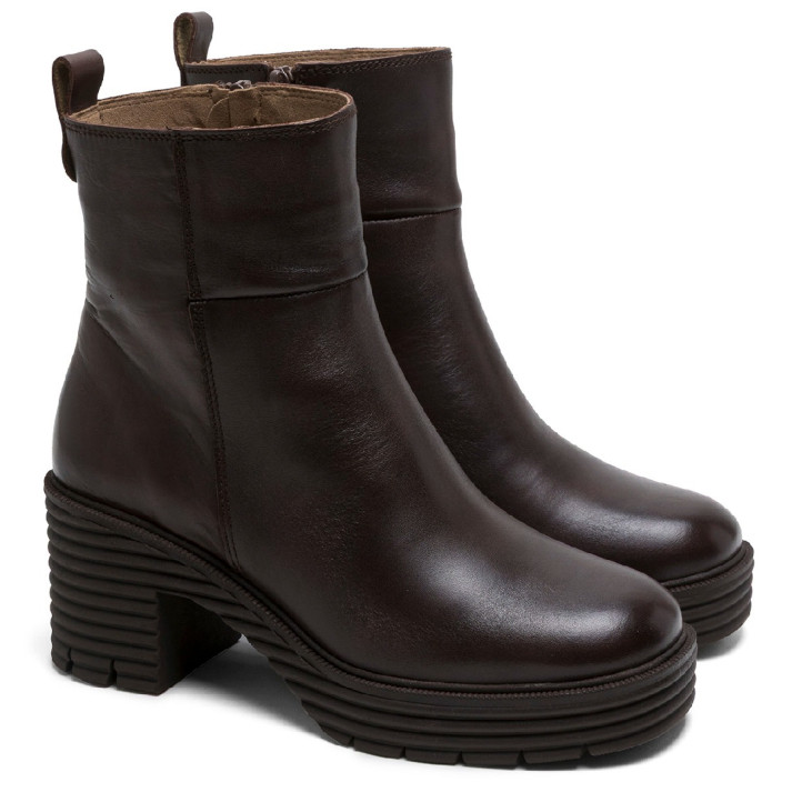 BOTINES DE PIEL CON CREMALLERA SOFÍA MOKA PORRONET - Querol online
