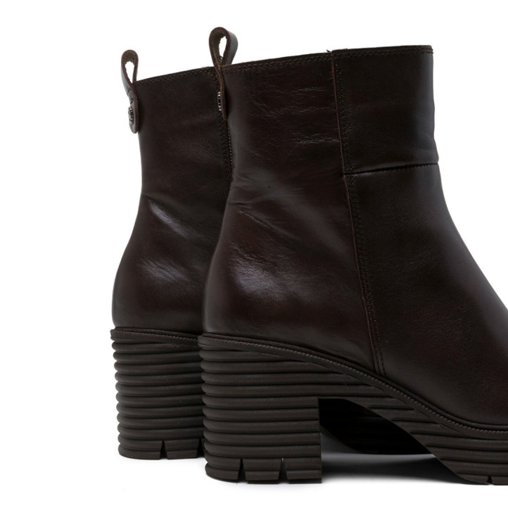 BOTINES DE PIEL CON CREMALLERA SOFÍA MOKA PORRONET - Querol online