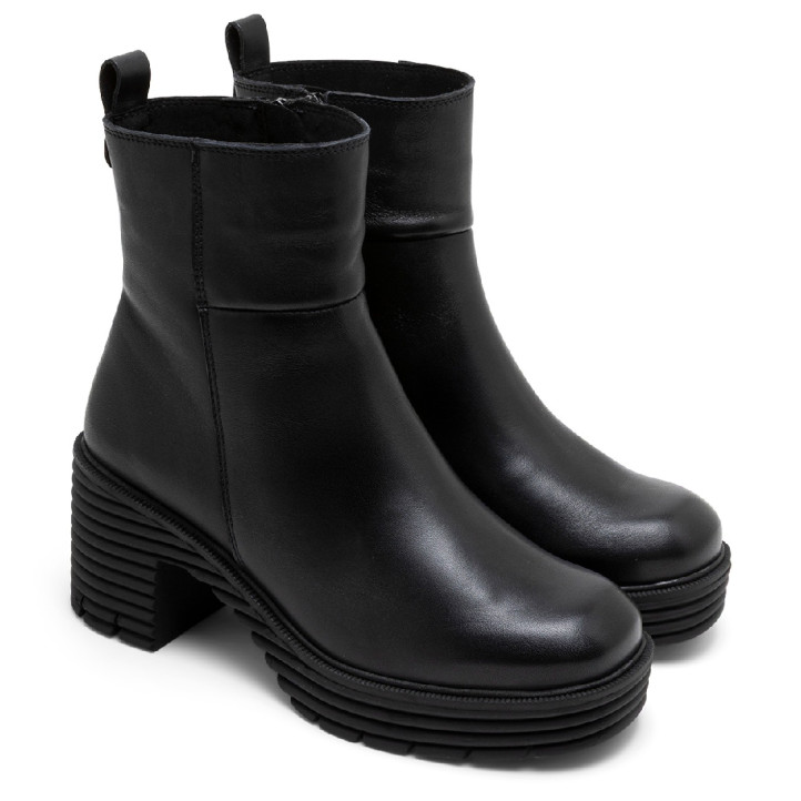BOTINES DE PIEL CON CREMALLERA SOFÍA NEGRO PORRONET - Querol online