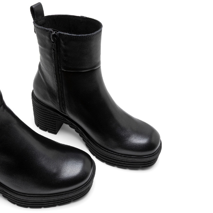 BOTINES DE PIEL CON CREMALLERA SOFÍA NEGRO PORRONET - Querol online