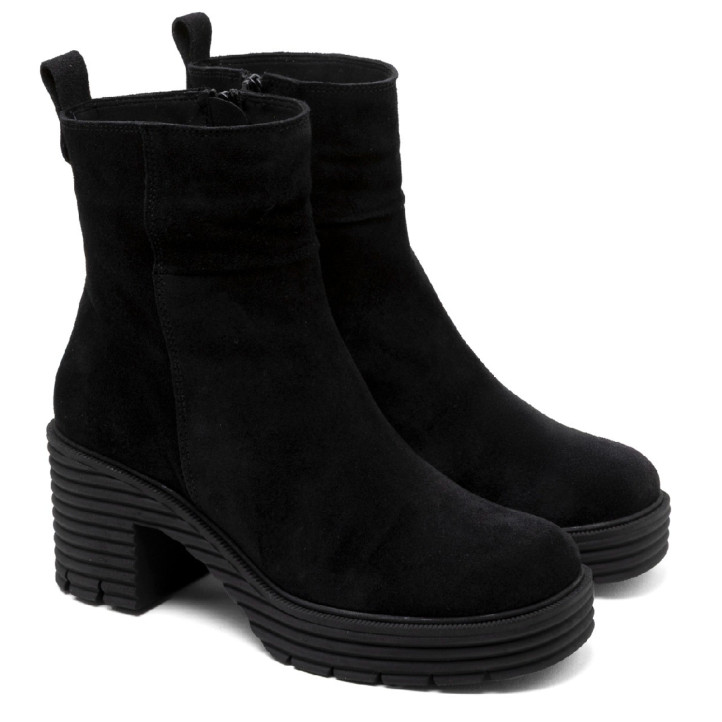 BOTINES DE PIEL DE TACÓN CON CREMALLERA SALMA NEGRO PORRONET - Querol online