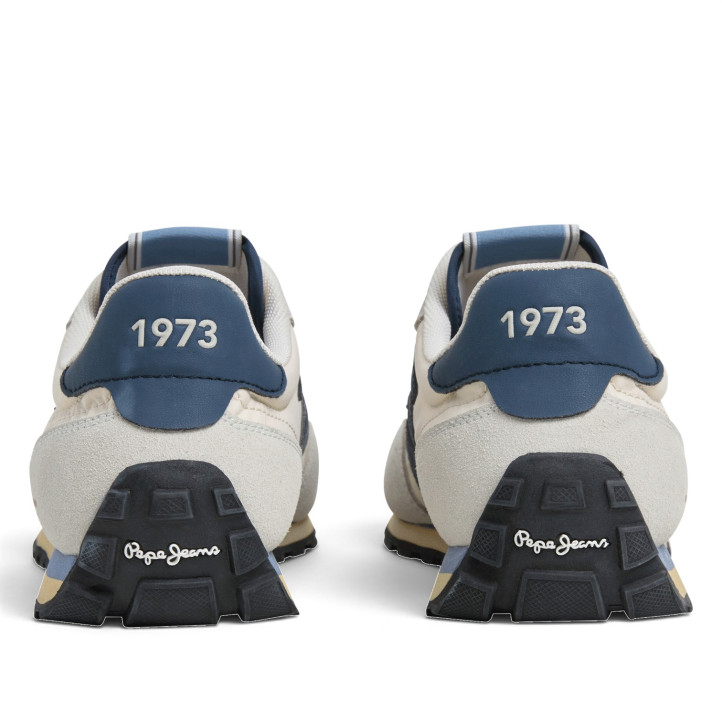 Sabatilles Pepe Jeans Jason d'home beix amb detalls blaus estil retro running - Querol online
