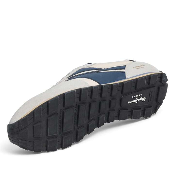 Sabatilles Pepe Jeans Jason d'home beix amb detalls blaus estil retro running - Querol online