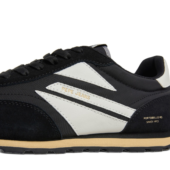 Sabatilles Pepe Jeans Jason d'home negres amb detalls blancs estil retro running - Querol online