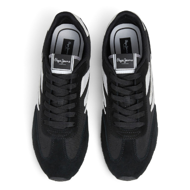 Zapatillas Pepe Jeans Jason de hombre negras con detalles blancos estilo retro running - Querol online