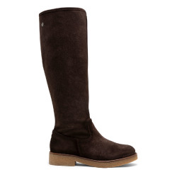 BOTAS ALTAS DE PIEL CON CREMALLERA INÉS MOKA PORRONET - Querol online