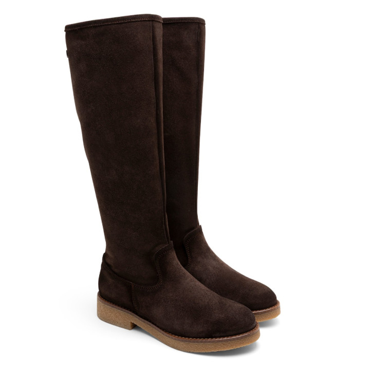 BOTAS ALTAS DE PIEL CON CREMALLERA INÉS MOKA PORRONET - Querol online