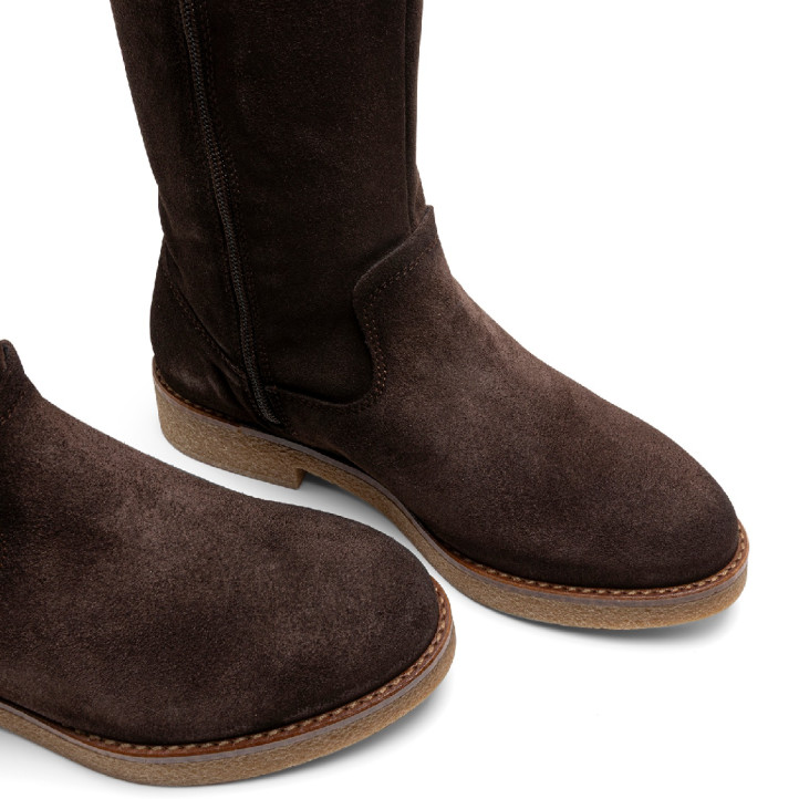 BOTAS ALTAS DE PIEL CON CREMALLERA INÉS MOKA PORRONET - Querol online