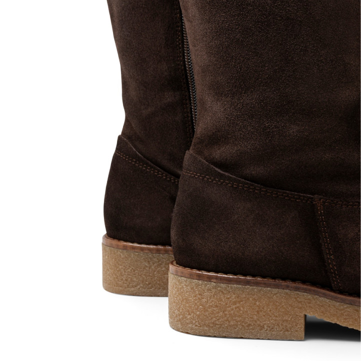 BOTAS ALTAS DE PIEL CON CREMALLERA INÉS MOKA PORRONET - Querol online