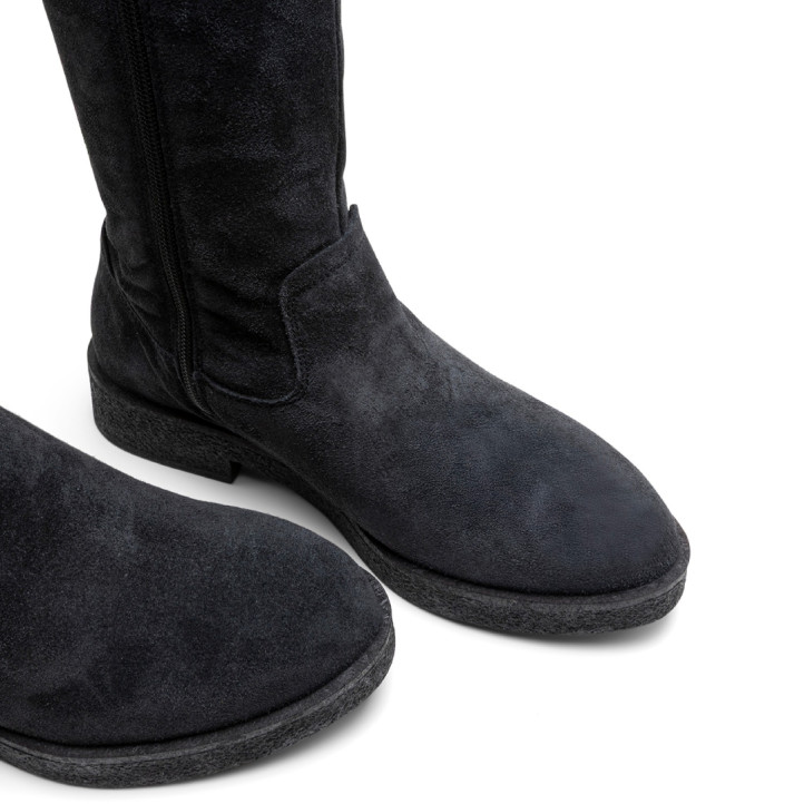 BOTAS ALTAS DE PIEL CON CREMALLERA INÉS CARBÓN PORRONET - Querol online