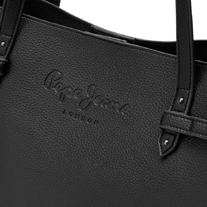 Bossa Pepe Jeans shopper de dona negra efecte pell amb nanses llargues - Querol online