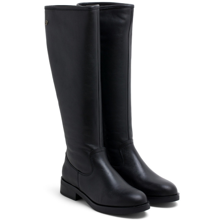 BOTAS ALTAS DE PIEL CON CREMALLERA JANA NEGRO PORRONET - Querol online