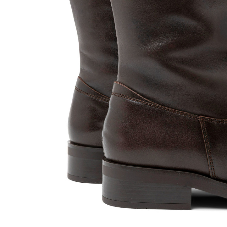BOTAS ALTAS DE PIEL CON CREMALLERA JANA MOKA PORRONET - Querol online
