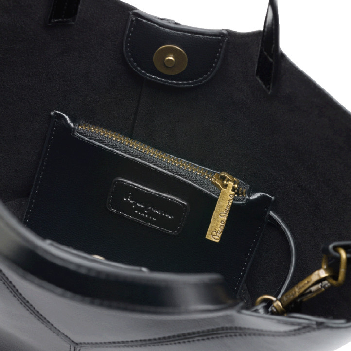 Bossa Pepe Jeans shopper de dona negra efecte pell amb bandolera - Querol online