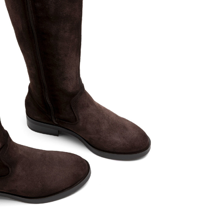 BOTAS ALTAS DE PIEL CON CREMALLERA JADE MOKA PORRONET - Querol online
