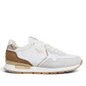 Zapatillas Pepe Jeans Brit de mujer blancas con ante y detalles dorados