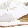 Zapatillas Pepe Jeans Brit de mujer blancas con ante y detalles dorados