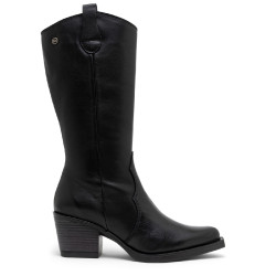BOTAS COWBOY DE PIEL CON CREMALLERA NEREA NEGRO PORRONET - Querol online