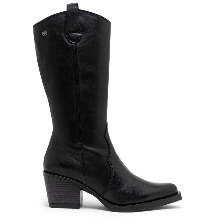 BOTAS COWBOY DE PIEL CON CREMALLERA NEREA NEGRO PORRONET - Querol online