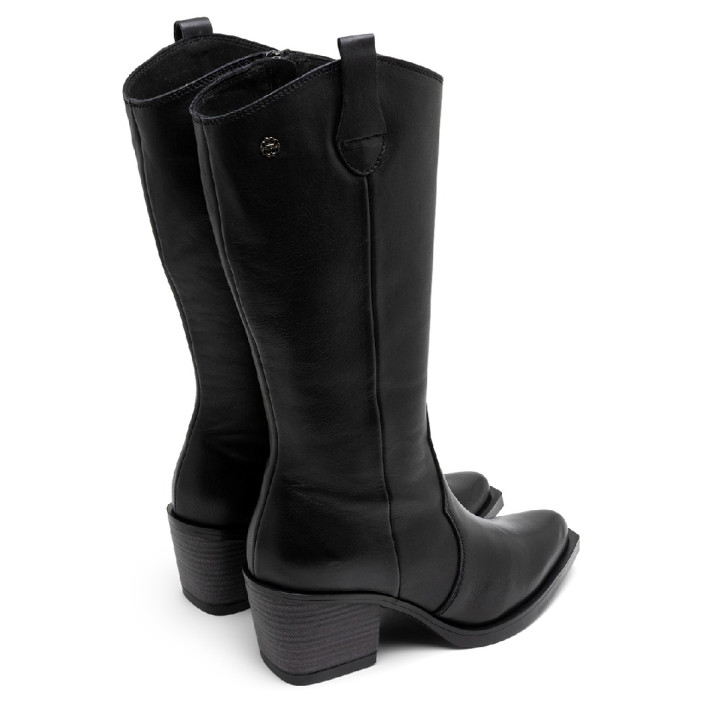 BOTAS COWBOY DE PIEL CON CREMALLERA NEREA NEGRO PORRONET - Querol online