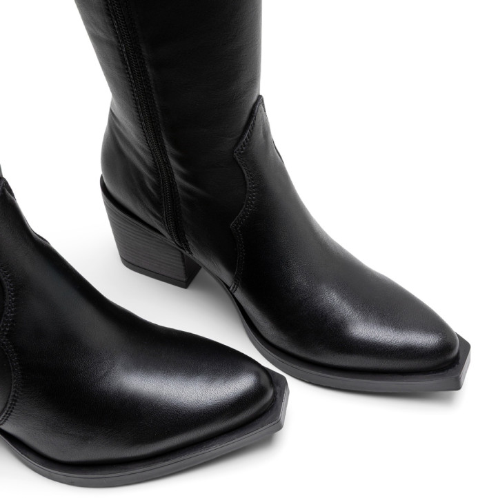 BOTAS COWBOY DE PIEL CON CREMALLERA NEREA NEGRO PORRONET - Querol online