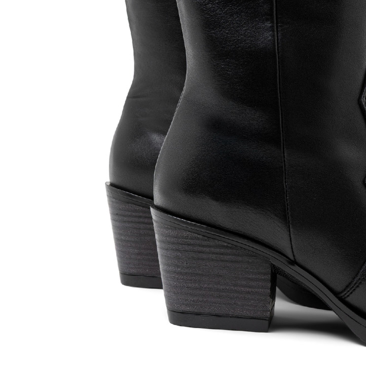 BOTAS COWBOY DE PIEL CON CREMALLERA NEREA NEGRO PORRONET - Querol online