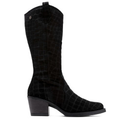 BOTAS COWBOY DE PIEL NEGRO CON CREMALLERA NURIA  PORRONET - Querol online