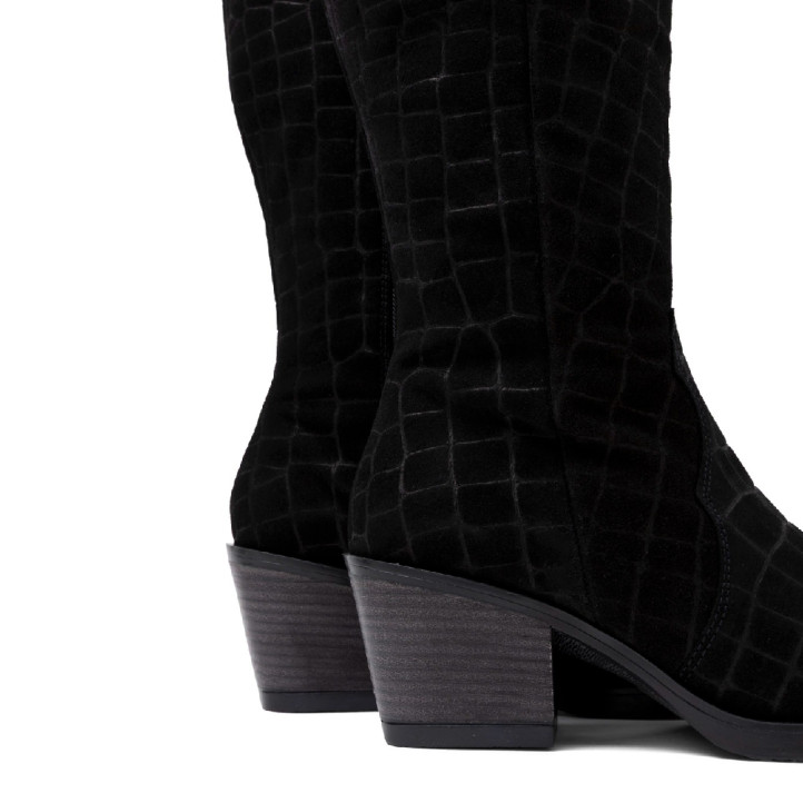 BOTAS COWBOY DE PIEL NEGRO CON CREMALLERA NURIA  PORRONET - Querol online