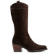 BOTAS COWBOY DE PIEL CON CREMALLERA NURIA MOKA  PORRONET - Querol online