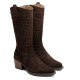 BOTAS COWBOY DE PIEL CON CREMALLERA NURIA MOKA  PORRONET - Querol online