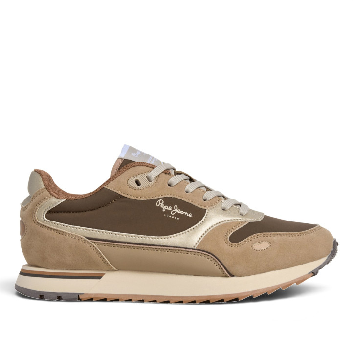 Zapatillas Pepe Jeans Bexley de mujer beige y marrones con detalles metalizados - Querol online