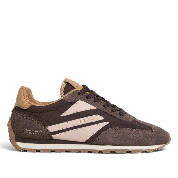Zapatillas Pepe Jeans Jane de mujer marrones de ante estilo retro running - Querol online