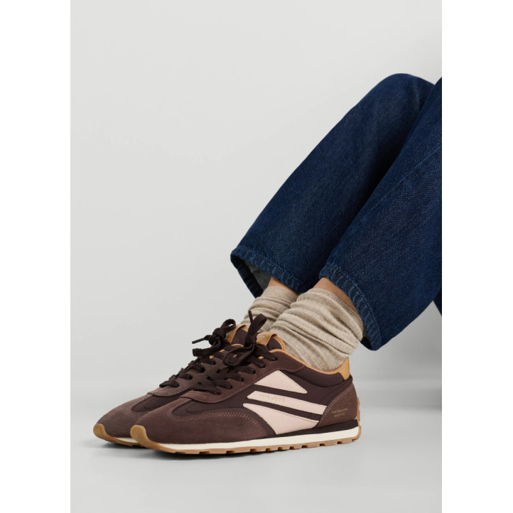 Zapatillas Pepe Jeans Jane de mujer marrones de ante estilo retro running - Querol online