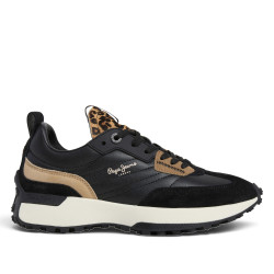 Sabatilles Pepe Jeans Lucky de dona negres amb camussa i detall animal print - Querol online